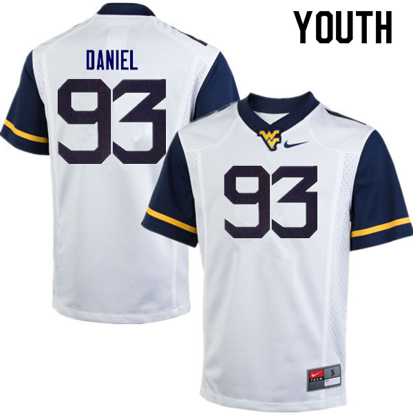 Youth #93 Matt Daniel West Virginia Mountaineers College Football Jerseys Sale-White - Click Image to Close